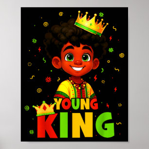 Black History Month Black Young King Afro Hair Kid Poster