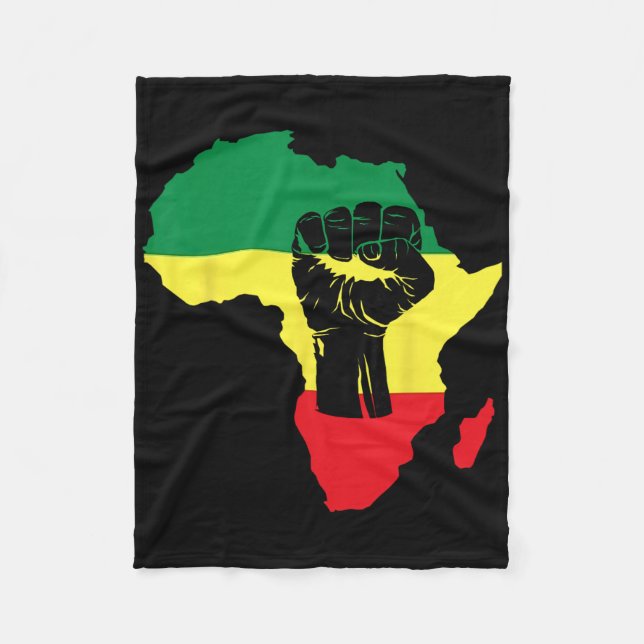 Black History Month Celebration African Map Fist  Fleece Blanket (Front)