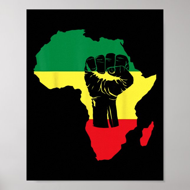 Black History Month Celebration African Map Fist  Poster (Front)