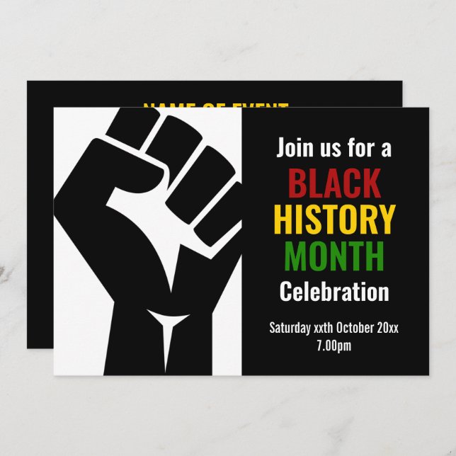 BLACK HISTORY MONTH Celebration BHM Event Invitation (Front/Back)