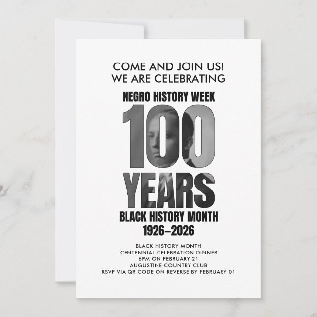 BLACK HISTORY MONTH Centennial Dinner Invitation (Front)