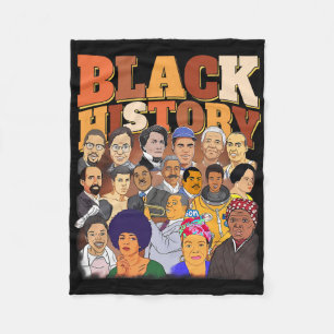 Black History Month Characters African American Ju Fleece Blanket