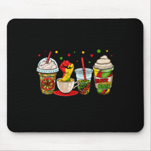 Black History Month Coffee Cup Latte Kente Dashiki Mouse Pad