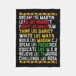 Black History Month Dream Like African Leader Men  Fleece Blanket