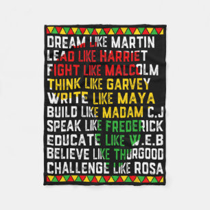 Black History Month Dream Like African Leader Men  Fleece Blanket
