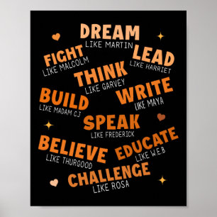Black History Month Dream Like African Leaders Men Poster