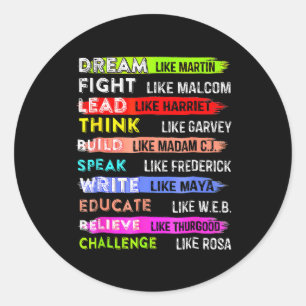 Black History Month Dream Like Martin African Lead Classic Round Sticker