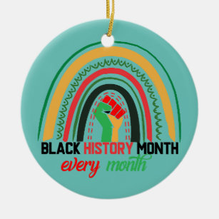 Black History Month Every Month Patriotic African  Ceramic Tree Decoration