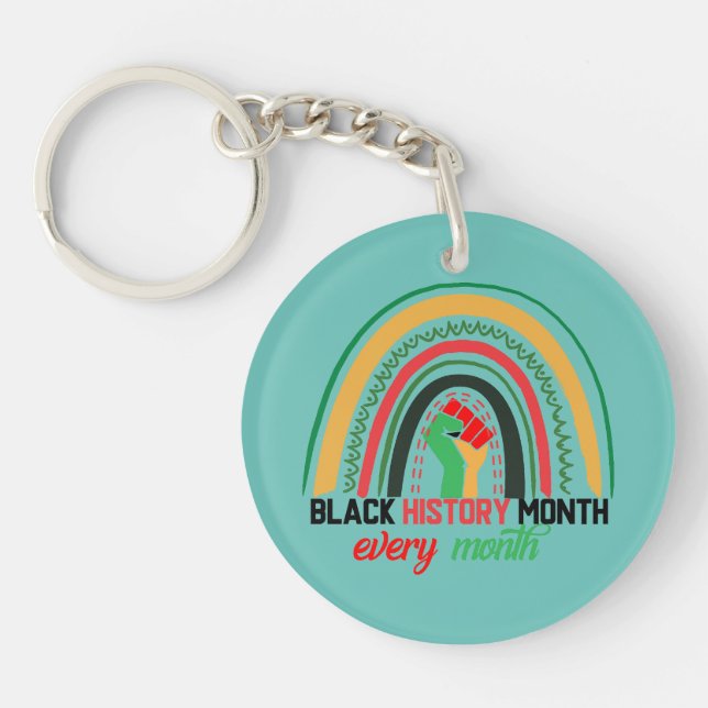 Black History Month Every Month Patriotic African  Key Ring (Front)