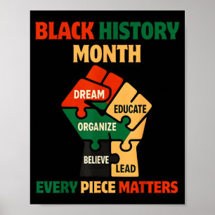 Black History Month Fist Puzzle Every Piece Poster