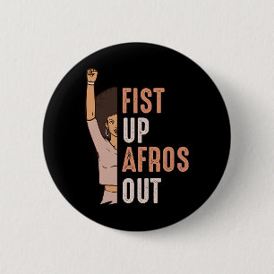 Black History Month Fist Up Afros Out Women Melani 6 Cm Round Badge