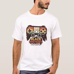 Black History Month Gamer Retro Controller Design T-Shirt