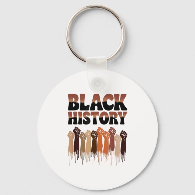 Black History Month Hands Symbol Afro Motivation  Key Ring (Front)