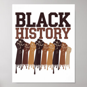 Black History Month Hands Symbol Afro Motivation  Poster