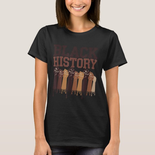 Black History Month Hands Symbol Afro Motivation  T-Shirt (Front)