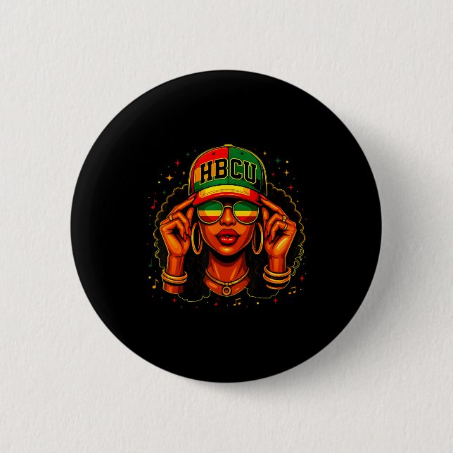 Black History Month Hbcu Black Afro Educated Girl  6 Cm Round Badge (Front)