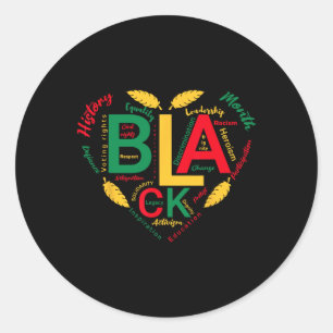 Black History Month Heart Shaped Inspirational Men Classic Round Sticker