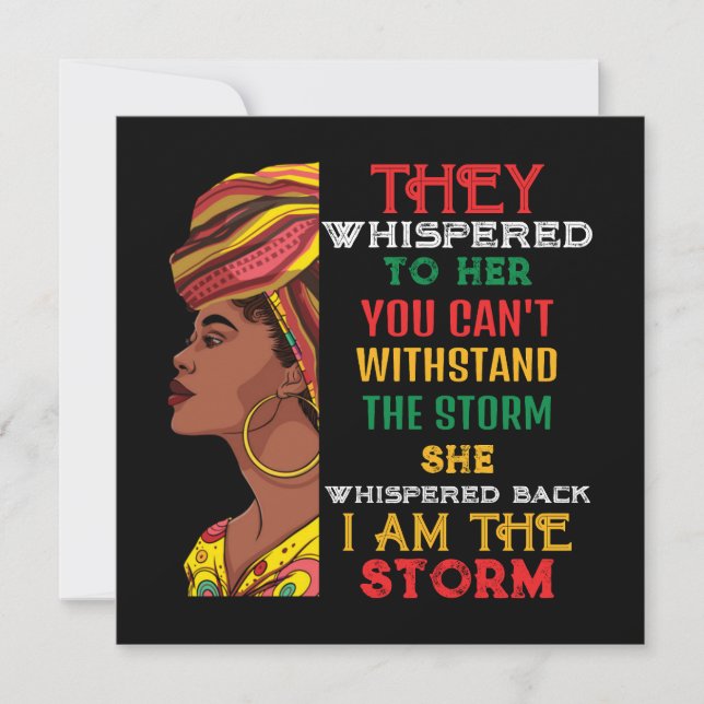 Black History Month I Am The Storm Strong African Holiday Card (Front)