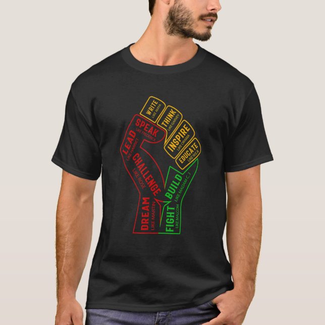 Black History Month Inspirational Leaders Power Fi T-Shirt (Front)