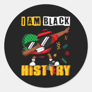 Black History Month Kids Men Boys Dabbing Heart Af Classic Round Sticker