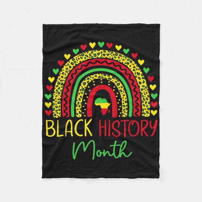 Black History Month Leopard Rainbow African Americ Fleece Blanket (Front)