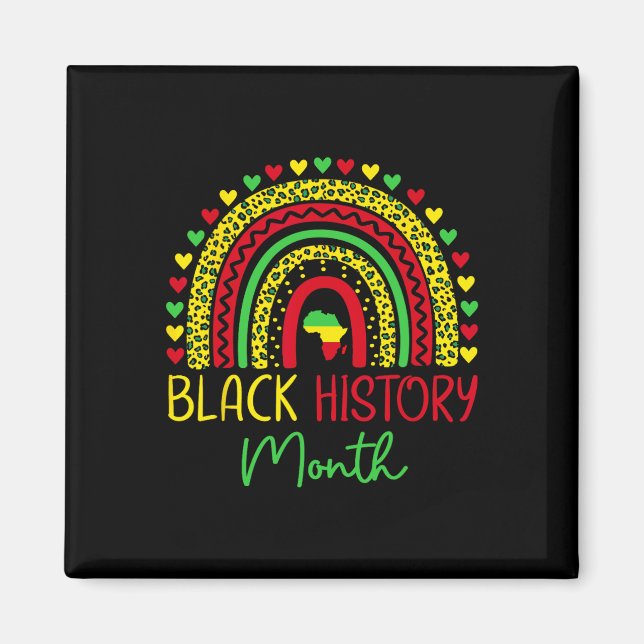 Black History Month Leopard Rainbow African Americ Magnet (Front)