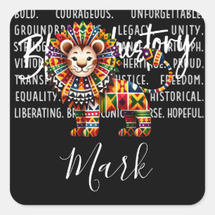 Black History Month Lion Square Sticker