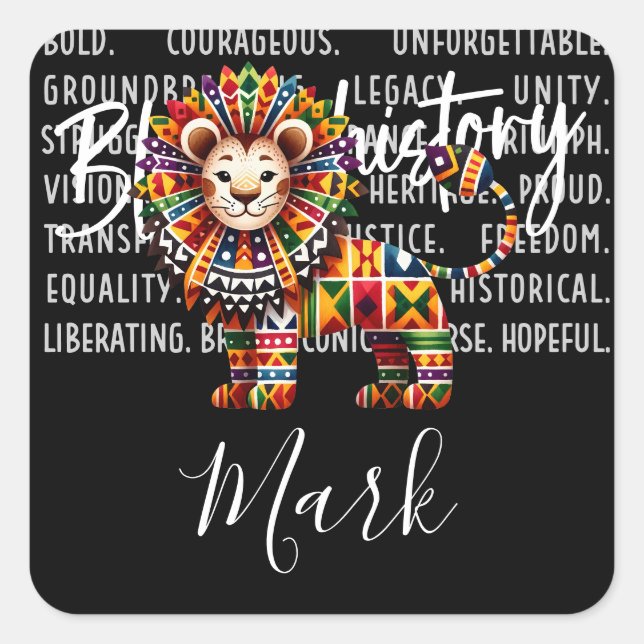 Black History Month Lion  Square Sticker (Front)