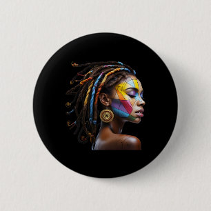 Black History Month Loc'd Hair Art Black Queen Afr 6 Cm Round Badge