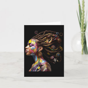 Black History Month Loc'd Hair Art Black Queen Afr Card