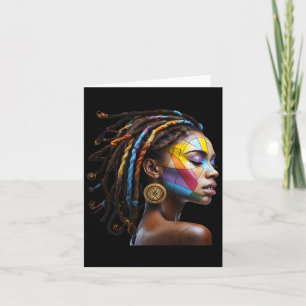 Black History Month Loc'd Hair Art Black Queen Afr Card