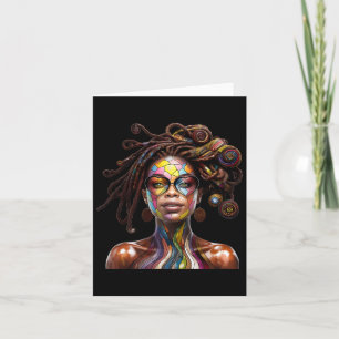 Black History Month Loc'd Hair Art Black Queen Afr Card