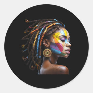 Black History Month Loc'd Hair Art Black Queen Afr Classic Round Sticker
