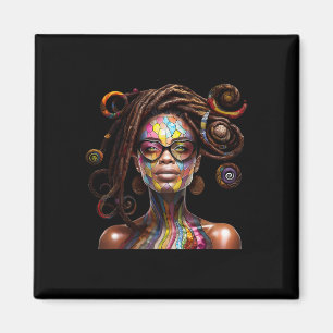 Black History Month Loc'd Hair Art Black Queen Afr Magnet
