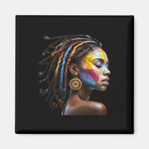 Black History Month Loc'd Hair Art Black Queen Afr Magnet