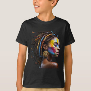 Black History Month Loc'd Hair Art Black Queen Afr T-Shirt