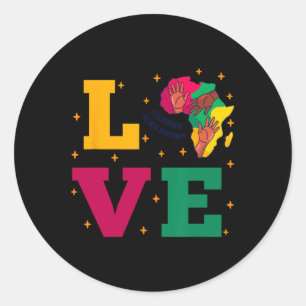 Black History Month Love African Map Women Men Kid Classic Round Sticker