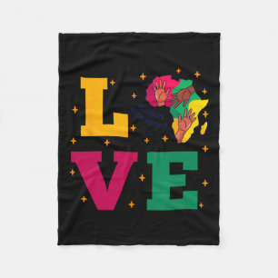 Black History Month Love African Map Women Men Kid Fleece Blanket