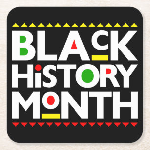 Black History Month Melanin Bruh Sista King Queen Square Paper Coaster