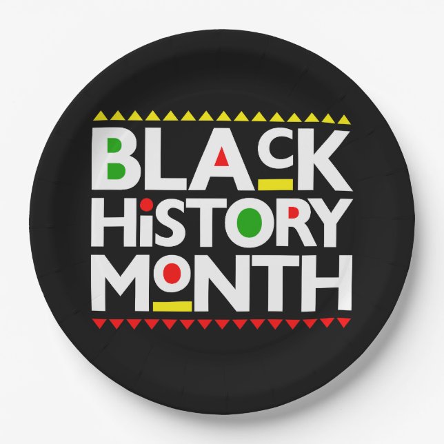 Black History Month Melanin King Queen Sista Bruh Paper Plate (Front)