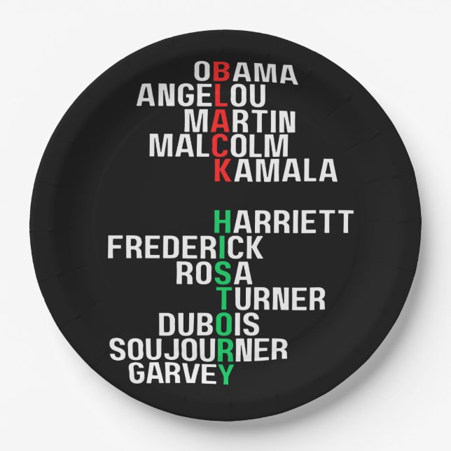 Black History Month Melanin King Queen Sista Bruh Paper Plate (Front)