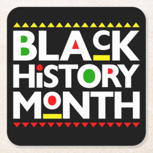 Black History Month Melanin King Queen Sista Bruh Square Paper Coaster