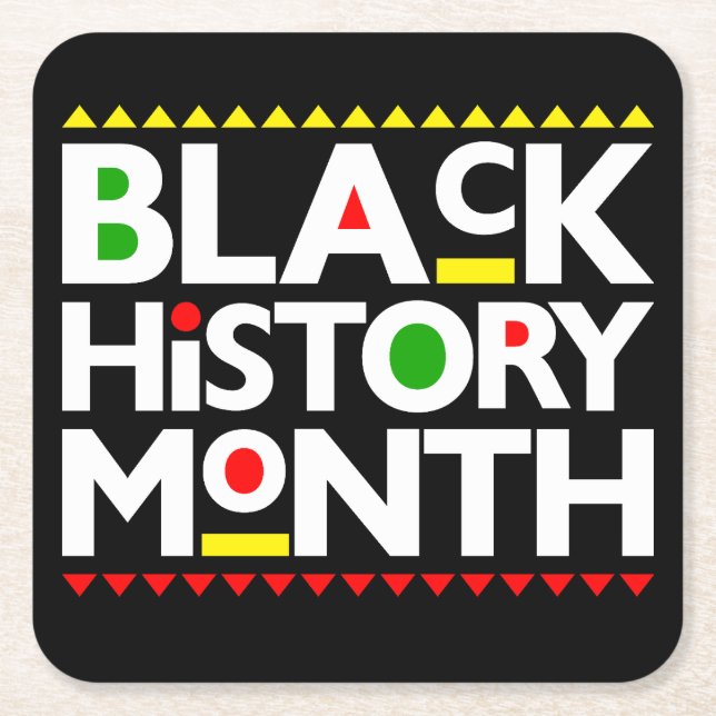 Black History Month Melanin King Queen Sista Bruh Square Paper Coaster (Front)