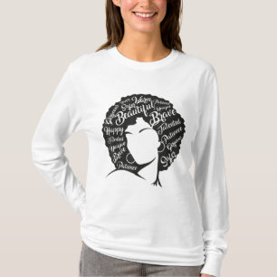 Black History Month Natural Hair Afro Word Art T-Shirt