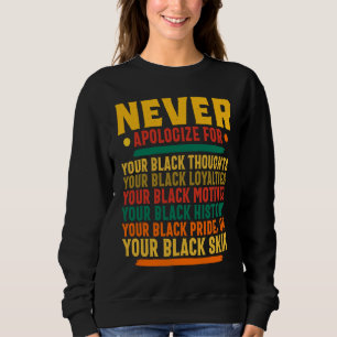 Black History Month Never Apologise African Black Sweatshirt