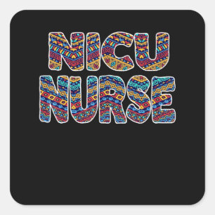 Black History Month Nicu Nurse, African Nurse Patt Square Sticker