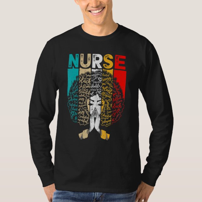 Black History Month Nurse Melanin African American T-Shirt (Front)
