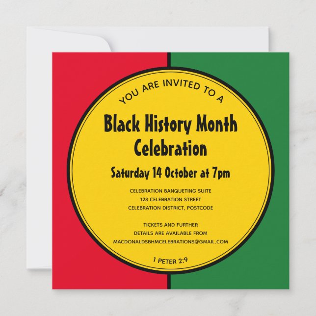 BLACK HISTORY MONTH Personalised Event Invitation (Front)