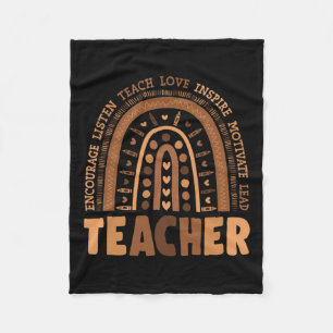 Black History Month Rainbow Melanin Teacher 1 Fleece Blanket