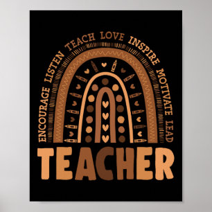 Black History Month Rainbow Melanin Teacher 1  Poster